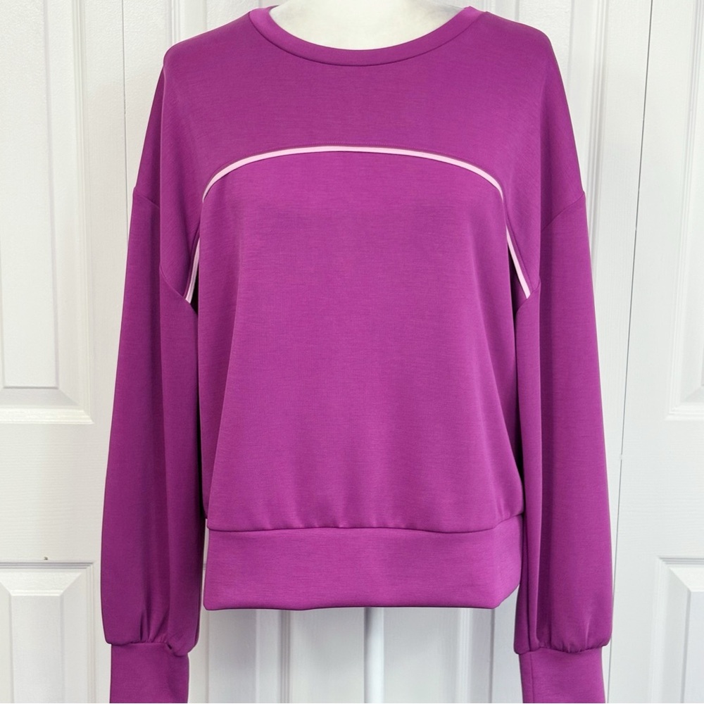 Sincerely Jules Purple & Pink Stripe Super Soft Modal Knit Sweatshirt XL